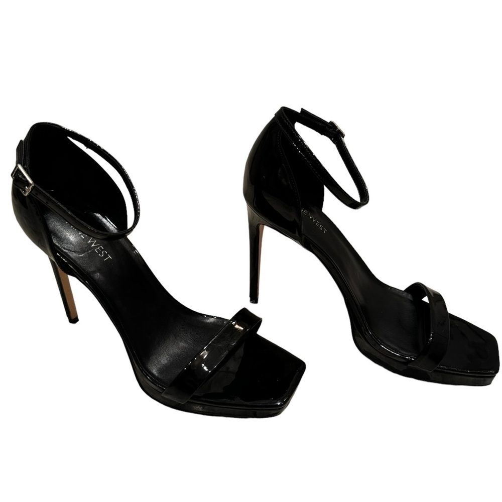 Black Ankle Strap Heels Stiletto Platform Prom Size 10